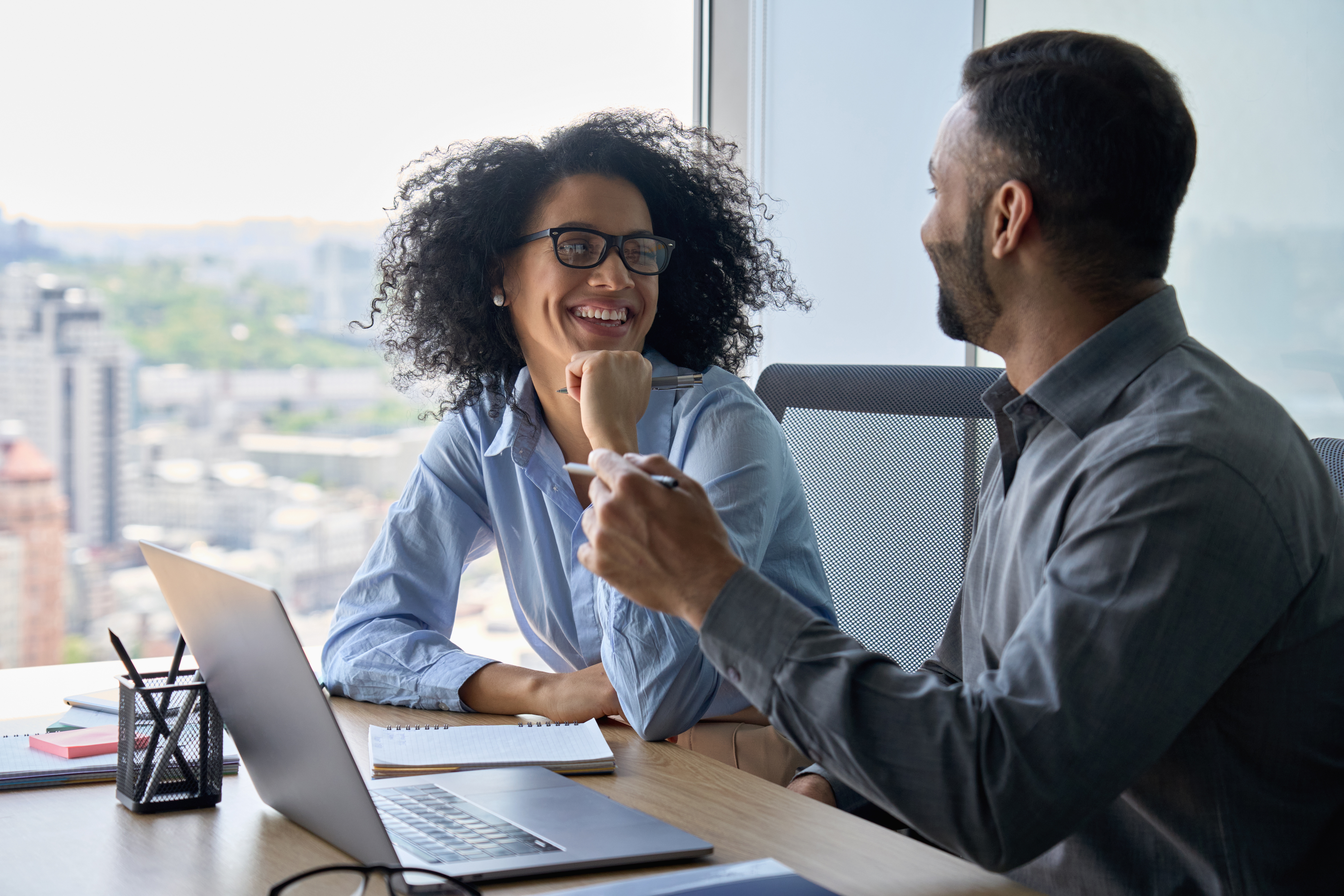 Founders collaborating in an office